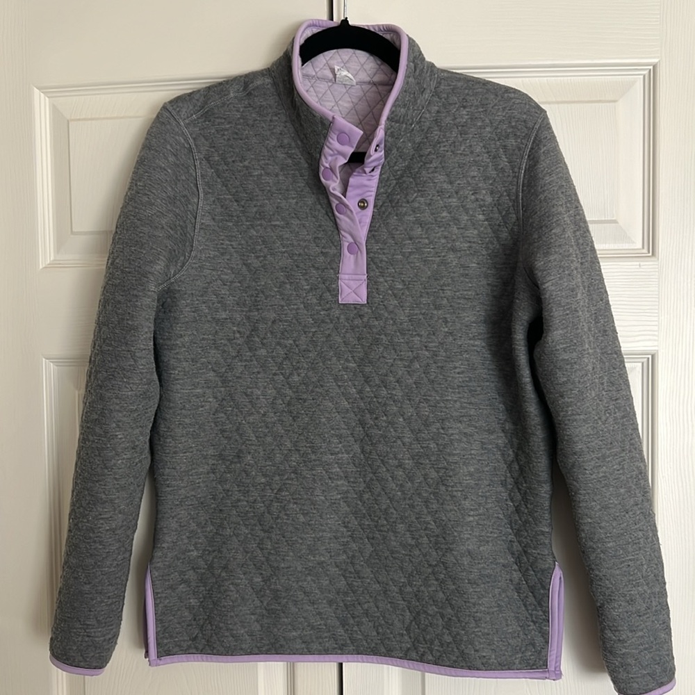 Marine Layer Corbet Quilted Pullover, Reversible, Grey/Lavender, Women’s Small